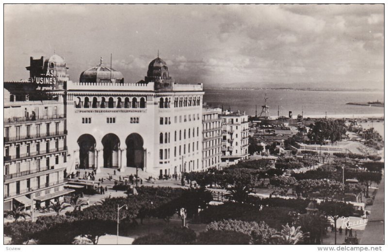 RP: ALGER.-Boulevard Laferriere, la Grande Poste et le port de l'Agha, 30-40s