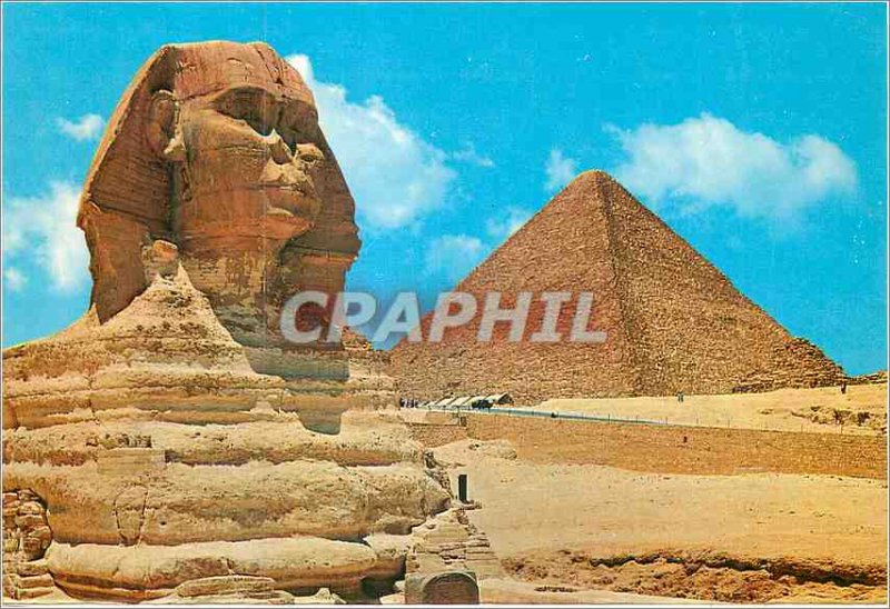 Modern Postcard Giza The Great Sphinx and Cheops Pyramid