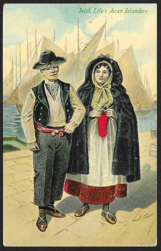 Man & Woman Irish Life Aran Islanders Used c1910s