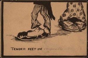 Coupeville Washington WA Comic Greeting Shoes Feet 1911 Postcard