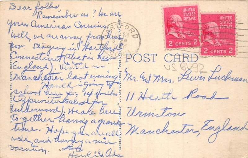 US6492 glimpse of state capitol from state library hartford conn  usa