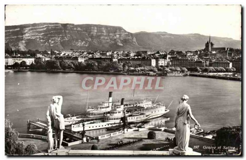 Swiss Postcard Old Geneva (boats)