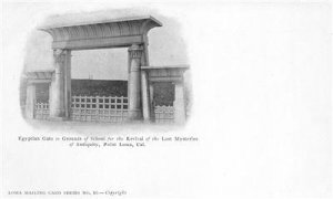 Egyptian Gate, Lost Mysteries of Antiquity School, Point Loma, CA c1907 Postcard