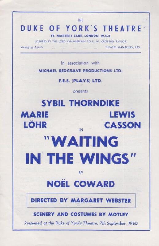 Waiting In The WIngs Sybil Thorndike Comedy Lewis Casson Marie Lohr Theatre P...