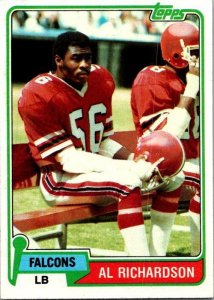 1981 Topps Football Card Al Richardson Atlanta Falcons sk10259