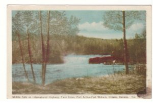 Middle Falls, Twin Cities, Port Arthur, Fort William, ON, Vintage PECO Postcard