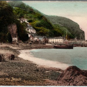 c1910s Clovelly England Postcard Harbor Beach Fishing Boats Frith's Series Devon