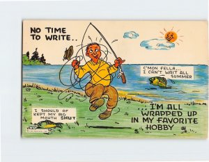 M-127486 Greeting Card with Quote and Fishing Scene Humor Comic Art Print