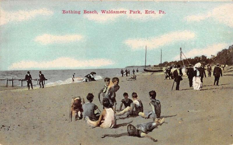 Erie Pennsylvania Waldameer Park Bathing Beach Antique Postcard K78226