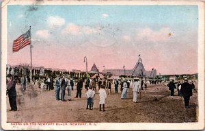 USA Scene on the Newport Beach Rhode Island Vintage Postcard C027