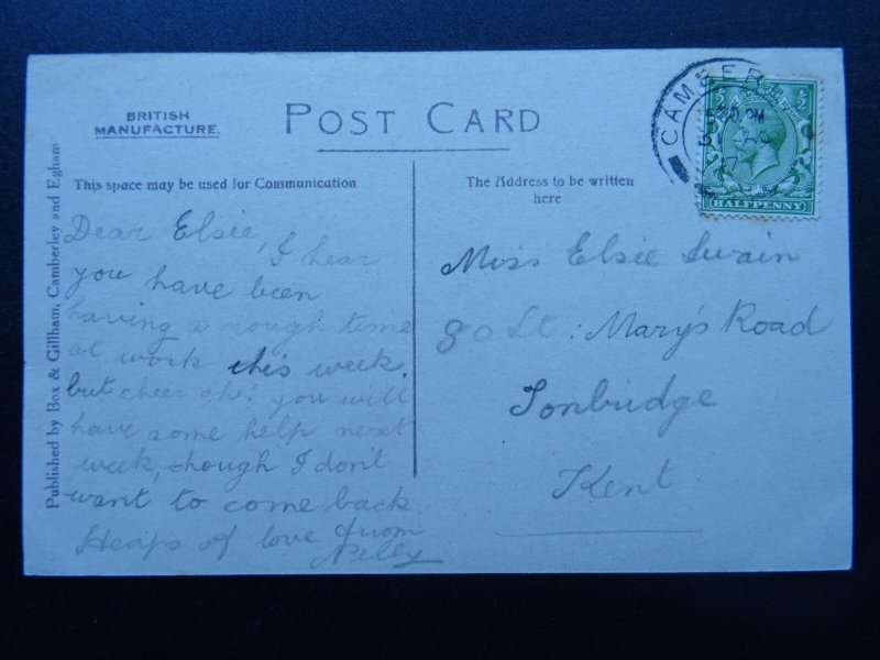 Surrey CAMBERLEY Royal Military College c1917 Postcard by Box & Gillham