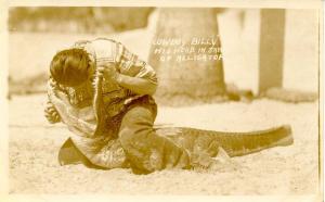 FL - Miami, 1928. Cowboy Billy (Musa Isle, Seminole Indian) Head in jaws of...