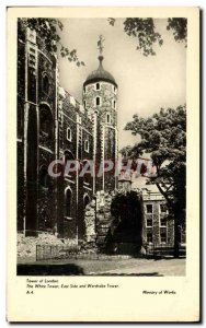 Old Postcard Tower of London The White Tower East side and Wardrobe Tower