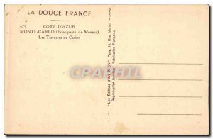Old Postcard Monaco Monte Carlo casino terraces