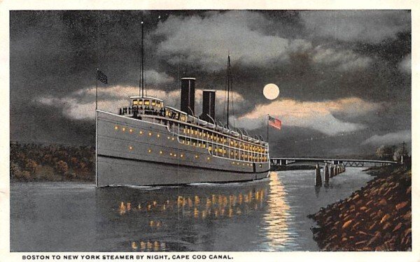 Boston to New York Steamer by Night in Cape Cod, MA Cape Cod Canal.