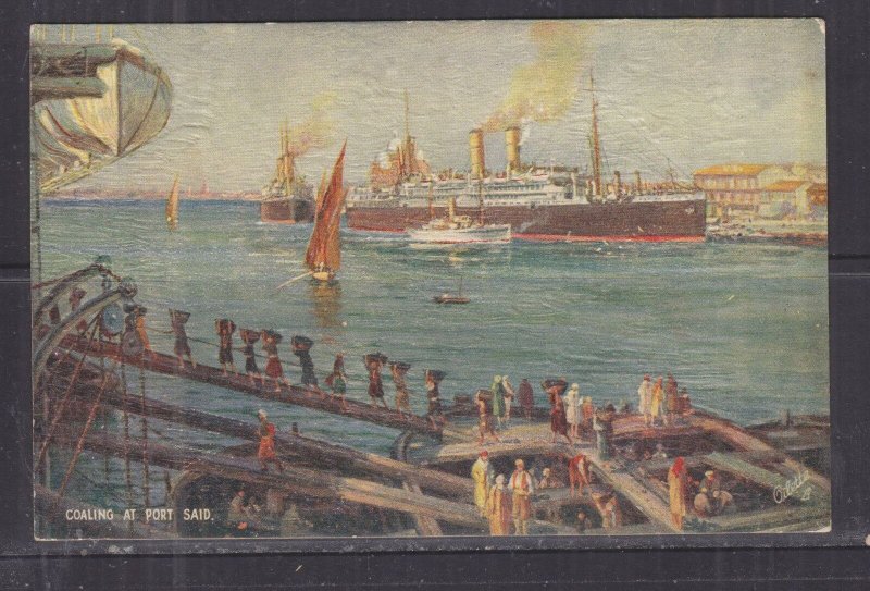 GREAT BRITAIN, RMS ORMONDE, ORIENT LINE, COALING AT PORT SAID, EGYPT, c1930 ppc. 