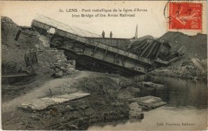 CPA LENS-Pont métallique de la ligne d'Arras-Iron Bridge of the Arras (44110)
