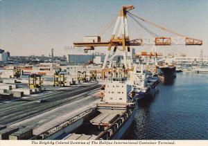 Canada Brightly Colored Gantries Halifax International Container Terminal Nov...