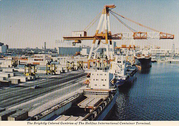 Canada Brightly Colored Gantries Halifax International Container Terminal Nov...