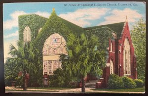 Vintage Postcard 1946 St. James Lutheran Church, Brunswick, Georgia (GA)