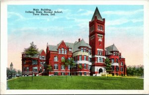 Postcard IN Terre Haute Main Building of Indiana State Normal School 1940s S11