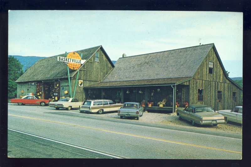 Manchester, Vermont/VT Postcard, The Basket Barn Store, Route #7, Old Cars