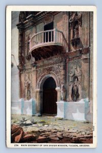 Main Doorway of San Xavier Mission Tucson Arizona AZ UNP WB Postcard E15