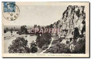 Old Postcard surroundings Dole Rochefort rocks on the banks of the Doubs