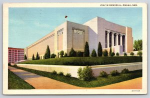 Omaha Nebraska~Joslyn Memorial Bldg~PM 1939~Colortone Vintage Linen Postcard