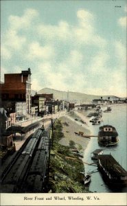 Wheeling West Virginia WV Riverfront and Wharf Steamboat c1910 Postcard