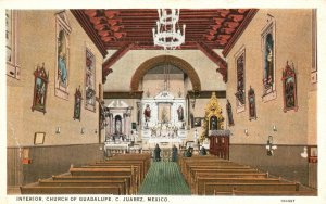 Vintage Postcard Interior Church Of Guadalupe By Franciacans C. Juarez Mexico