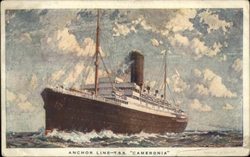 Anchor Line Steamship TSS T.S.S. Cameronia Used 1936 Postcard