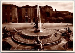 Roma - Fontana Delle Naiadi (Rutelli) Pizza Esedra Real Photo RPPC Postcard