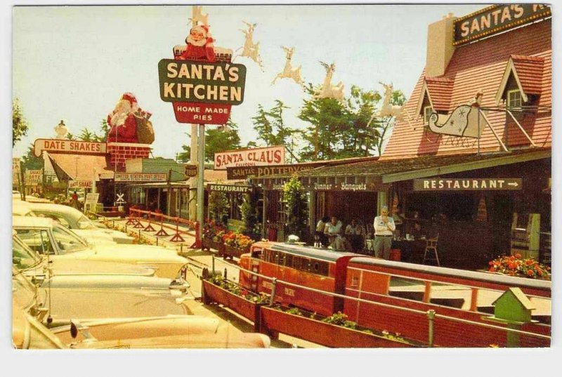PPC POSTCARD CALIFORNIA SANTA CLAUS BUSINESS STORE FRONT ADVERTISING VIEW SANTA'