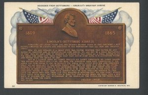 Ca 1927 PPC Gettysburg Lincolns Gettysburg Address Tablet Mint