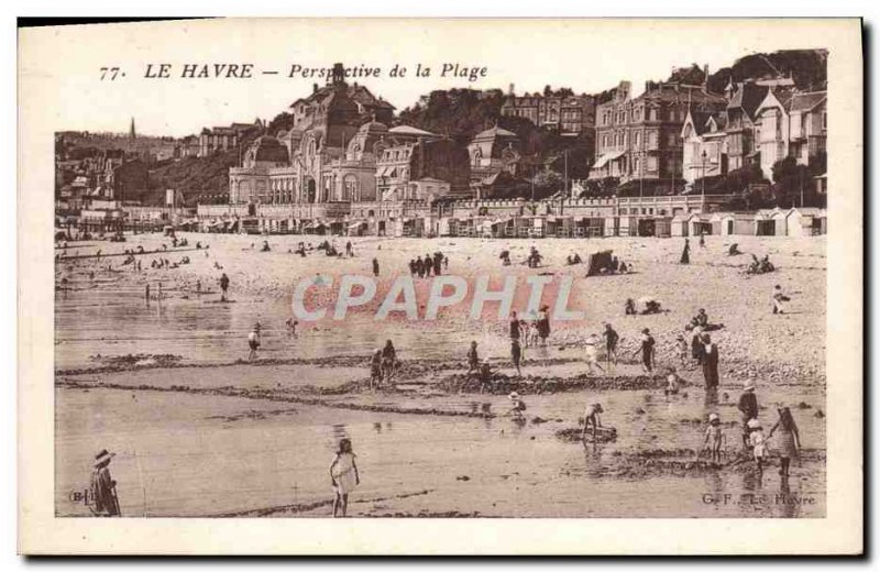 Old Postcard Le Havre Prespective the Beach