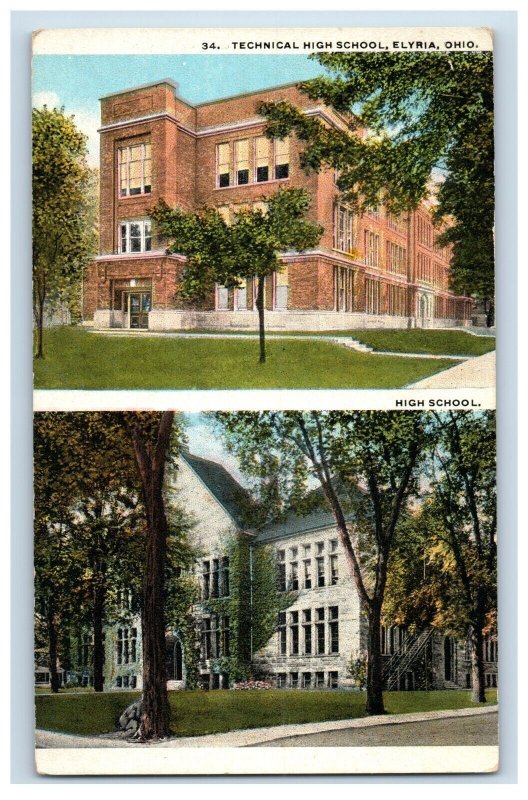 1910's Technical High School Elyria, OH. Postcard F86E