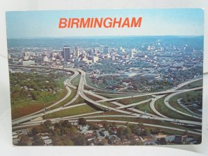 Aerial View of Birmingham Alabama Usa Showing City & Intersections Vtg Postcard