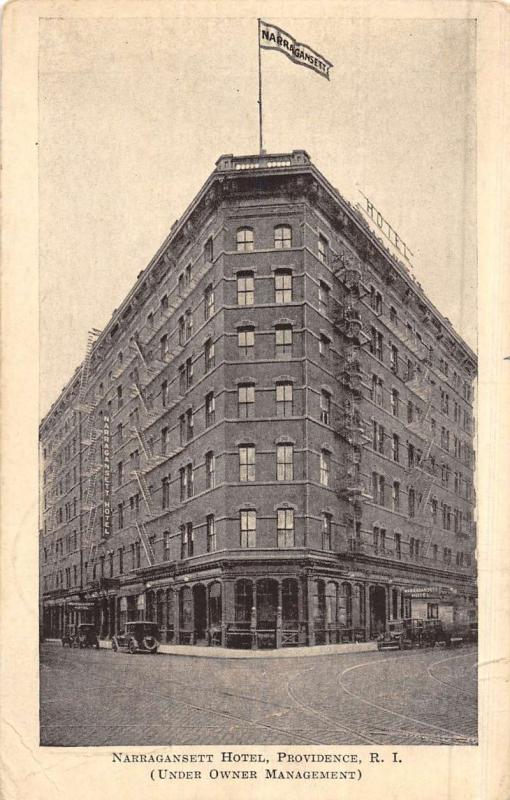 Providence Rhode Island Narragansett Hotel Street View Antique Postcard K51950