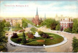 1910s Thomas Circle General Thomas Statue Washington DC Horse & Buggy Postcard
