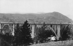 RPPC Colorado Street Bridge Arroyo Seco Pasadena CA ROUTE 66 1920s Antique Photo