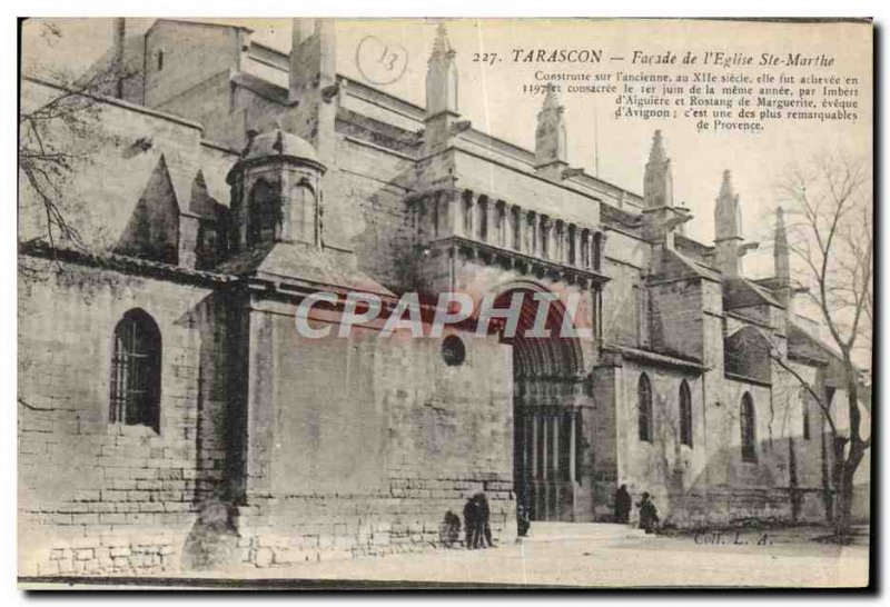 Old Postcard Tarascon Facade De I & # 39Eglist Ste Marthe