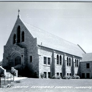 c1950s Marengo, IA RPPC St. John's Lutheran Church Stone Brick Chapel Photo A112