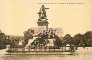 Postcard Ancient Monument Gambetta Cahors and Fenelon Allees