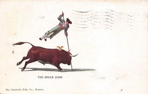 The Spear Jump Tarjeta Postal Bullfighting 1907 postal marking on front