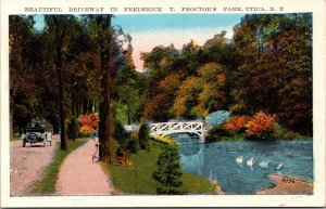 Postcard NY Utica Driveway in Frederick T. Proctor's Park