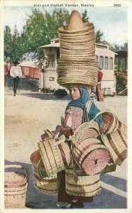 Mexico #2602 C-1910 Occupation Hat Basket Vendor Postcard Lower 21-9879