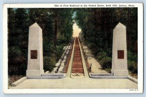 Quincy Massachusetts MA Postcard Site Of First Railroad In United States c1940s
