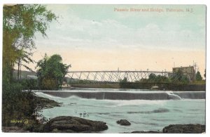 Passaic River and Bridge, Paterson, New Jersey Divided Back Postcard Mailed 1909