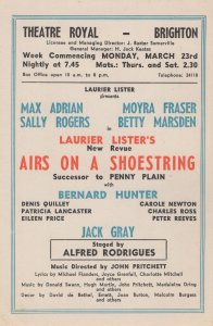 Airs On A Shoestring 1953 Moyra Fraser Brighton Theatre Flyer